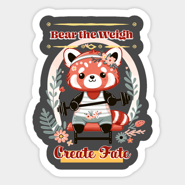 Red Panda Work Out! Bear the Weigh, Create Fate! Sticker by Conversion Threads